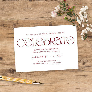 Modern Typography Burgundy Graduation Party Enclosure Card