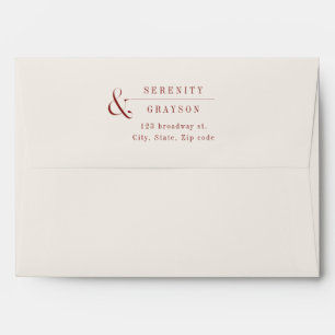 Modern  typography burgundy return address envelope