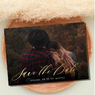 Modern Typography Calligraphy Photo Save The Date