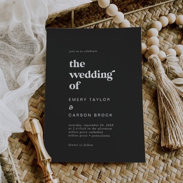 Modern Typography | Charcoal Grey The Wedding Of Invitation (Creator Uploaded)