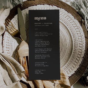 Modern Typography   Charcoal Grey Wedding Dinner Menu