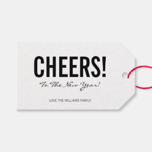 Modern Typography Cheers New Year's Gift Tags