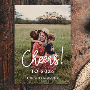 Modern typography Cheers to 2024 New Year's photo Holiday Card