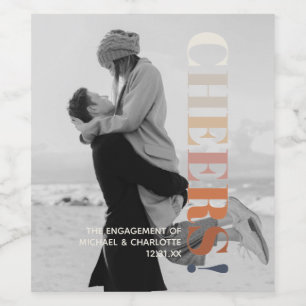 Modern Typography Cheers  With Photo Wine Label