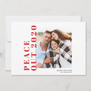 Modern typography chic peace out new year holiday card