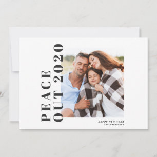 Modern typography chic peace out new year holiday card