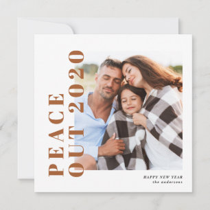Modern typography chic peace out new year holiday card