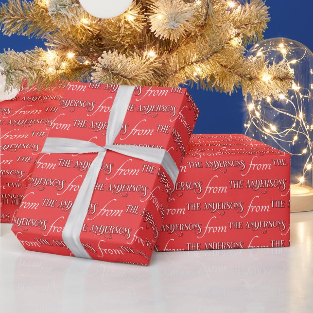 Modern Typography Christmas Pattern Custom Family Wrapping Paper (Holidays)
