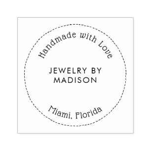 Modern Typography Circle Handmade Business Name Rubber Stamp