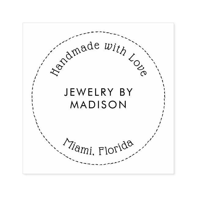 Modern Typography Circle Handmade Business Name  Rubber Stamp (Imprint)