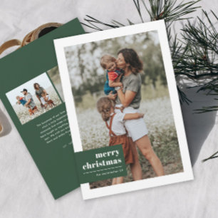Modern Typography Colour Block Photo Christmas Holiday Card