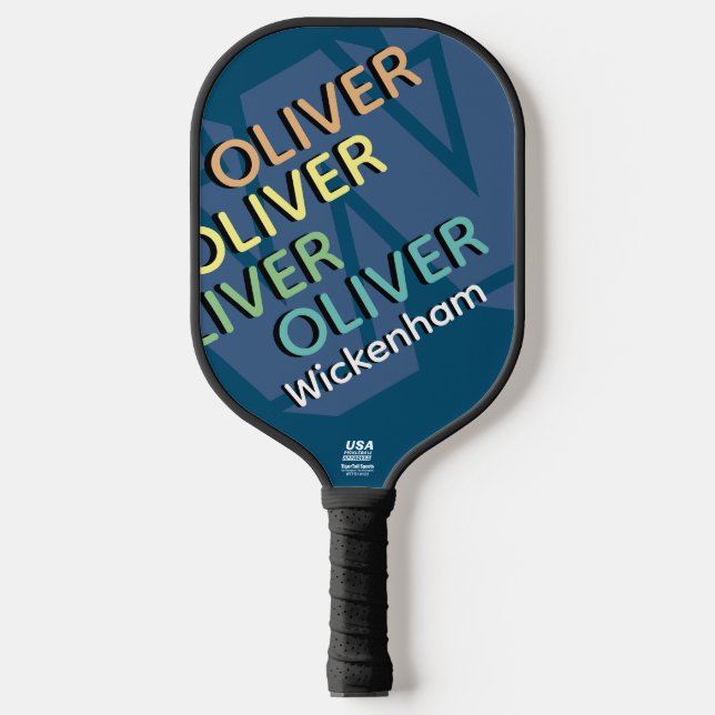 Modern Typography Colour Name Cool Pickleball Paddle (Front)