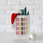 Modern Typography Colourful  "Merry" Christmas  Small Gift Bag<br><div class="desc">Bright and festive personalised christmas and winter holidays design.</div>