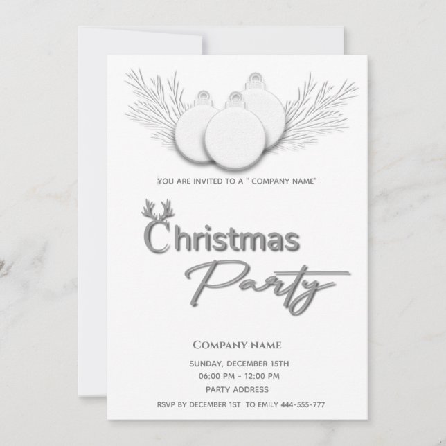 Modern  typography corporate Christmas party Invitation (Front)