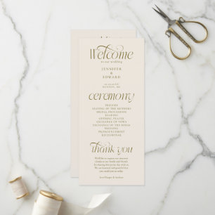 Modern Typography Cream Wedding Program Programme