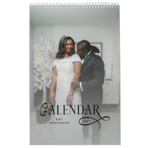 Modern Typography Custom Newlyweds Wedding Photo Calendar