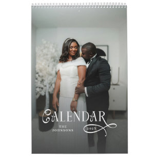Modern Typography Custom Newlyweds Wedding Photo Calendar