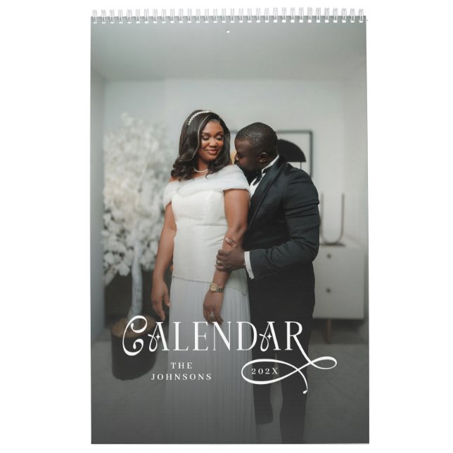 Modern Typography Custom Newlyweds Wedding Photo Calendar (Cover)