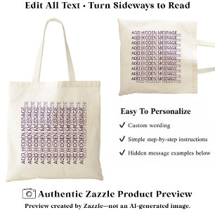 Modern Typography Custom Secret Message AM Tote Bag