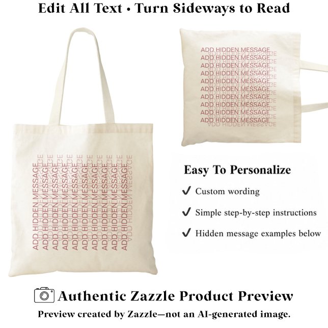 Modern Typography Custom Secret Message PP Tote Bag (Creator Uploaded)