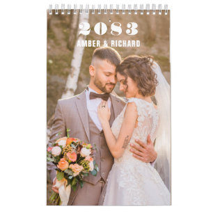 Modern Typography Custom WEDDING Photo Minimalist Calendar