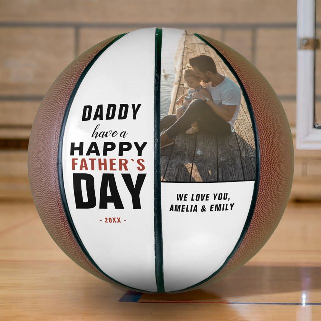Modern Typography Daddy Happy Father`s Day Photo Basketball (Creator Uploaded)