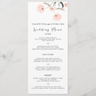 Modern Typography Dandelion Wedding Menu