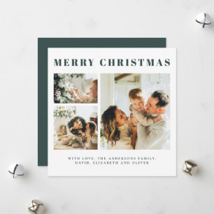 Modern Typography Dark Green Christmas Holiday Card
