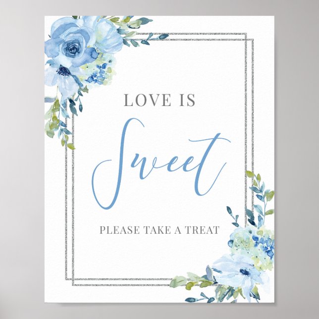 Modern typography dusty blue love is sweet sign (Front)