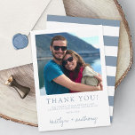 Modern Typography Dusty Blue Minimalistic Wedding Thank You Card<br><div class="desc">Say thank you in style with these modern and very trendy wedding photo thank you cards. The design is easy to personalise with your own photo and wording and your family and friends will be thrilled when they receive these fabulous thank yous. Matching items can be found in the collection....</div>