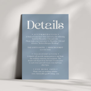 Modern Typography Dusty Blue Wedding Details Enclosure Card