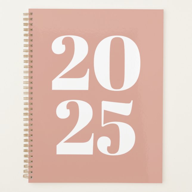 Modern typography dusty pink custom year monogram planner (Front)