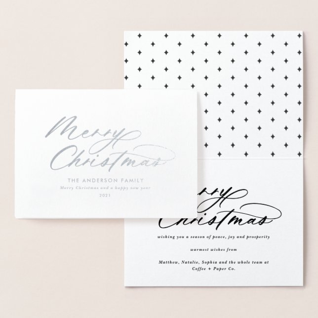 Modern typography elegant script Christmas Foil Ca Card (Display)