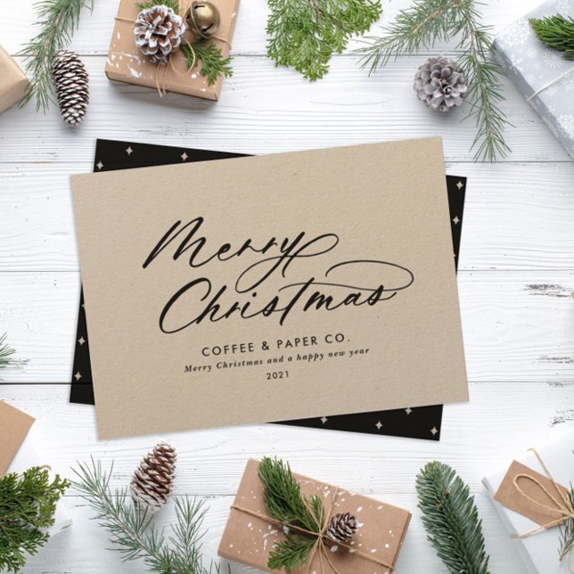 Modern typography elegant script corporate Kraft Holiday Card (Creator Uploaded)