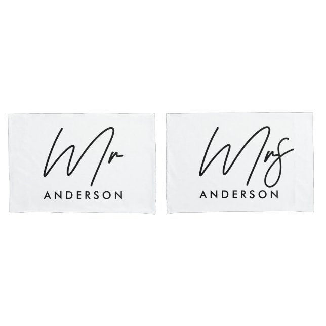 Modern typography elegant script mr gift pillow pi pillowcase (Front-Set)