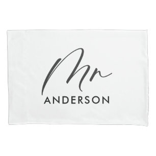 Modern typography elegant script mr gift pillowcase