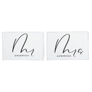 Modern typography elegant script mr mrs gift pillowcase