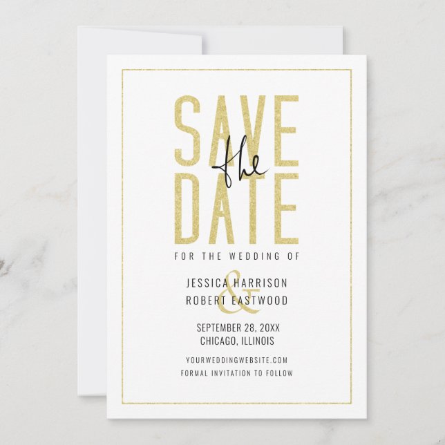 Modern Typography Elegant Simple Save The Date (Front)