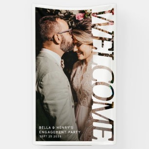 Modern Typography Engagement Party Welcome Photo Banner