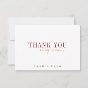 Modern typography fall wedding thank you card
