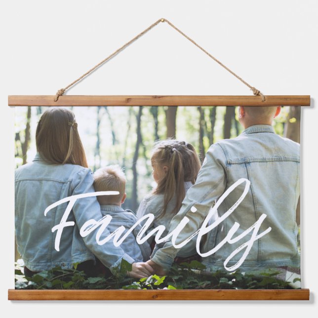 Modern typography family photo hanging tapestry (Front)