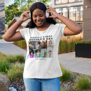 Modern Typography First Mother Day Photo Collage T-Shirt