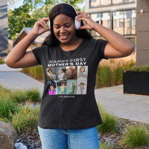 Modern Typography First Mother Day Photo Collage  T-Shirt