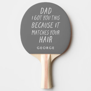 Modern typography funny dad grey hair fathers day ping pong paddle