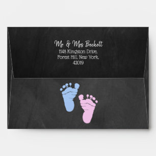 Modern Typography Gender Reveal Party! Baby Shower Envelope