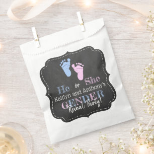 Modern Typography Gender Reveal Party! Baby Shower Favour Bags