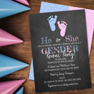 Modern Typography Gender Reveal Party! Baby Shower Invitation
