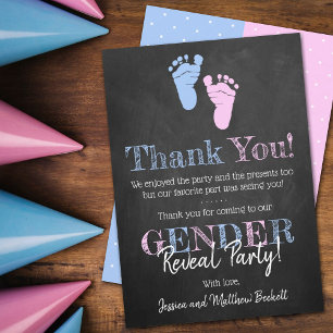 Modern Typography Gender Reveal Party! Baby Shower Thank You Card