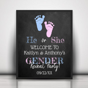 Modern Typography Gender Reveal Party! Welcome Poster