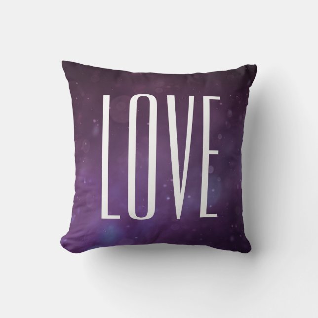 Modern Typography Glitter Blue Purple  Love Cushion (Front)